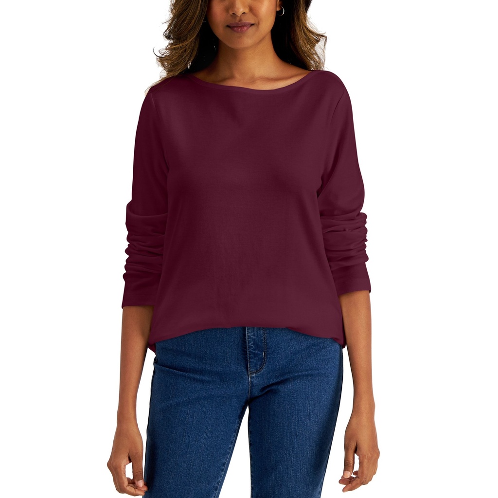 Blusa de punto con cuello barco