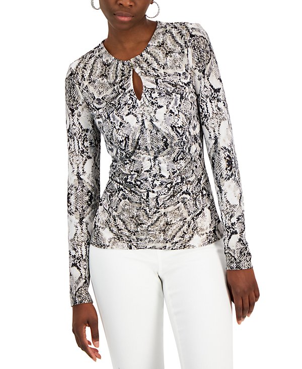 Blusa fruncida con estampado Snake