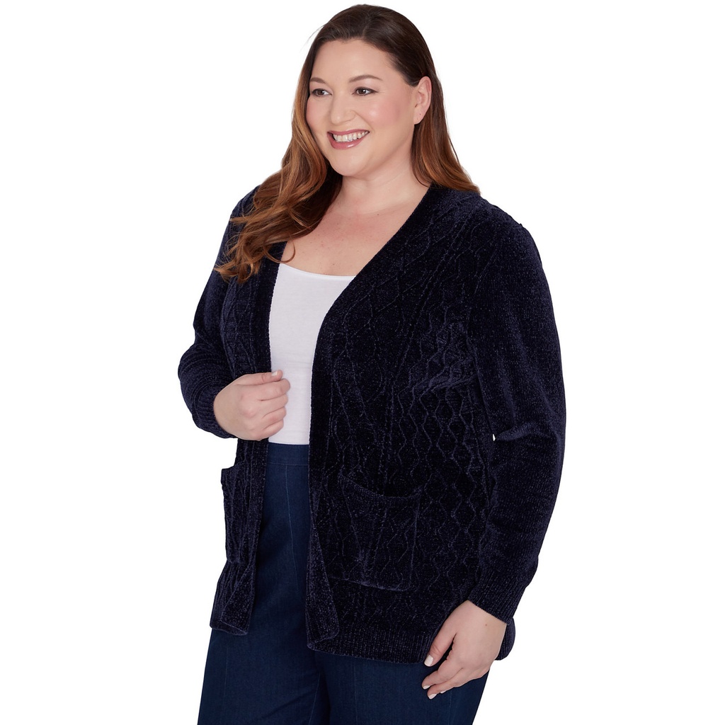 Cárdigan de chenilla con bolsillos 