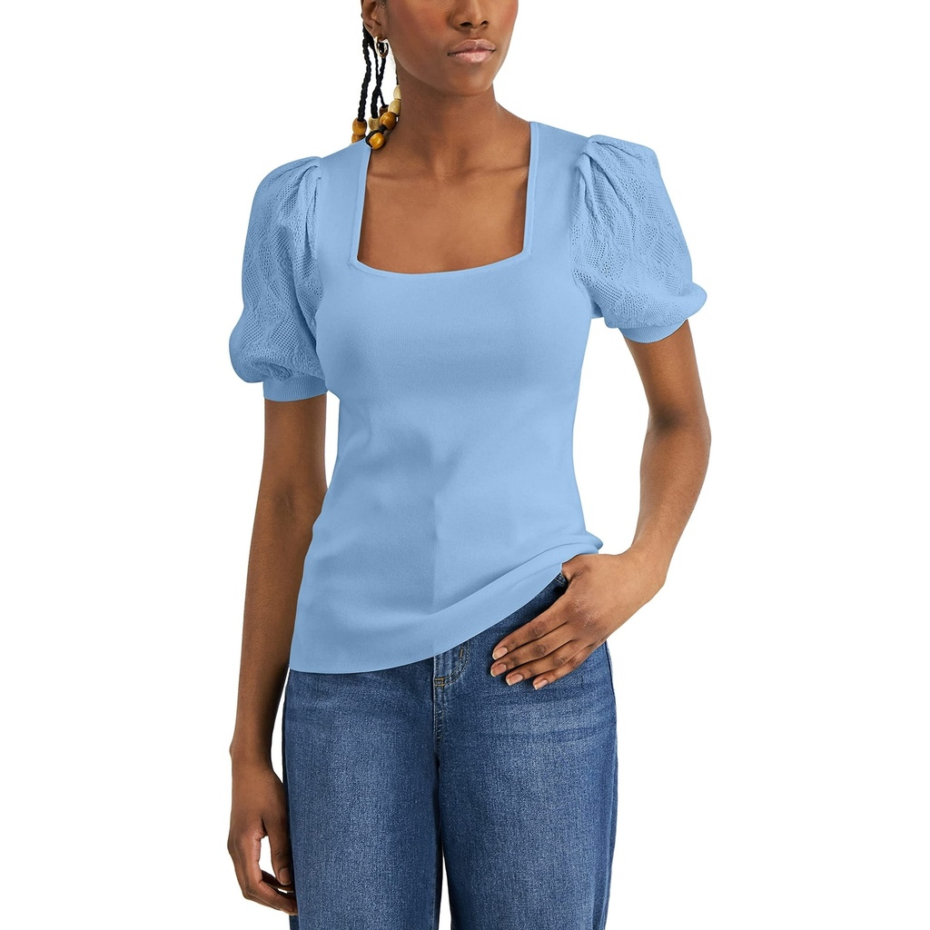 Blusa de canalé con escote Holandés