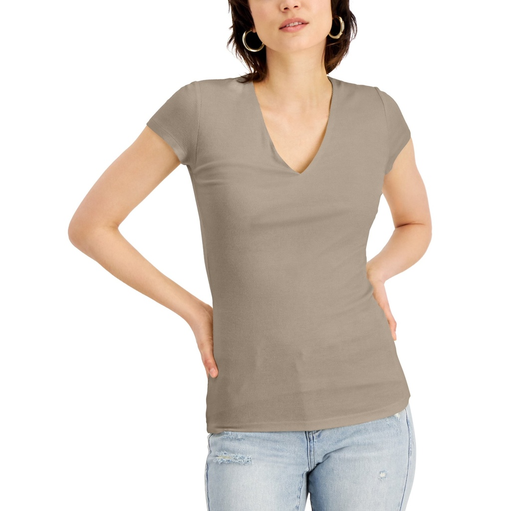 Blusa acanalada escote en V