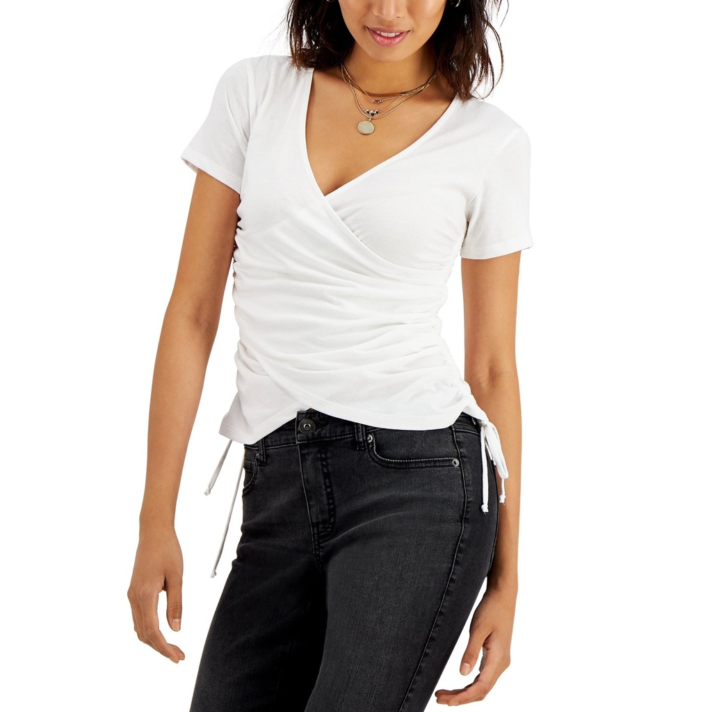 Blusa traslapada con fruncido