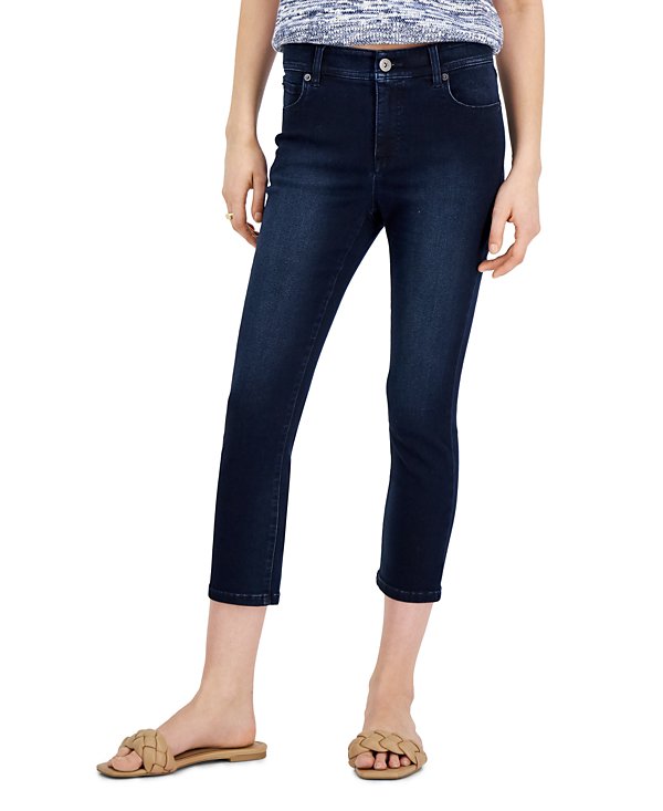 Jeans crop skinny de tiro medio