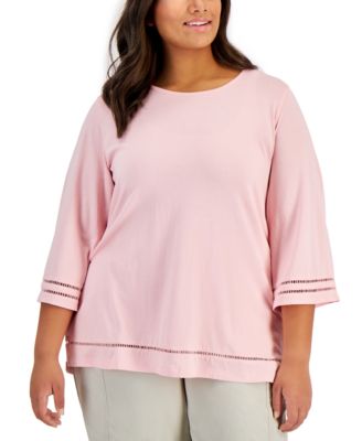 Blusa con cuello redondo manga 3/4
