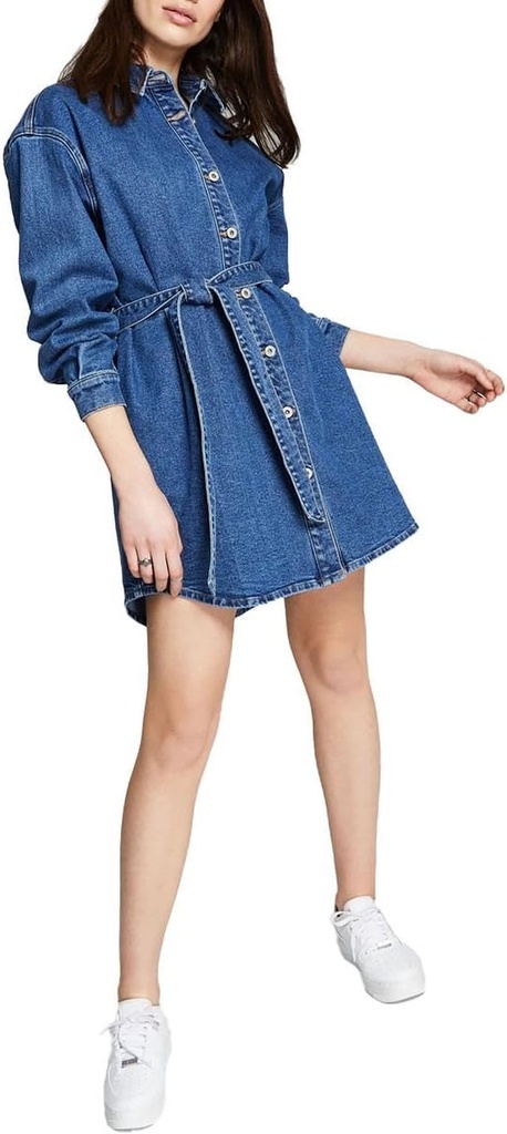 Vestido cuello redondo mangas largas