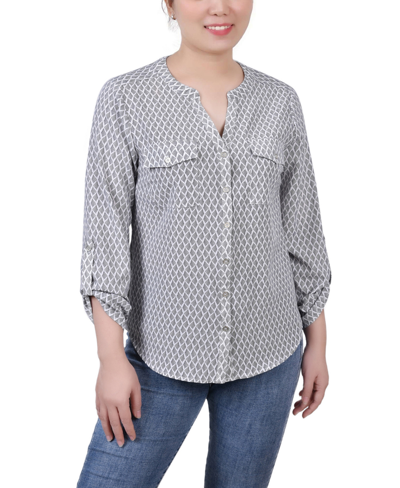 Blusa estampada con dos bolsillos