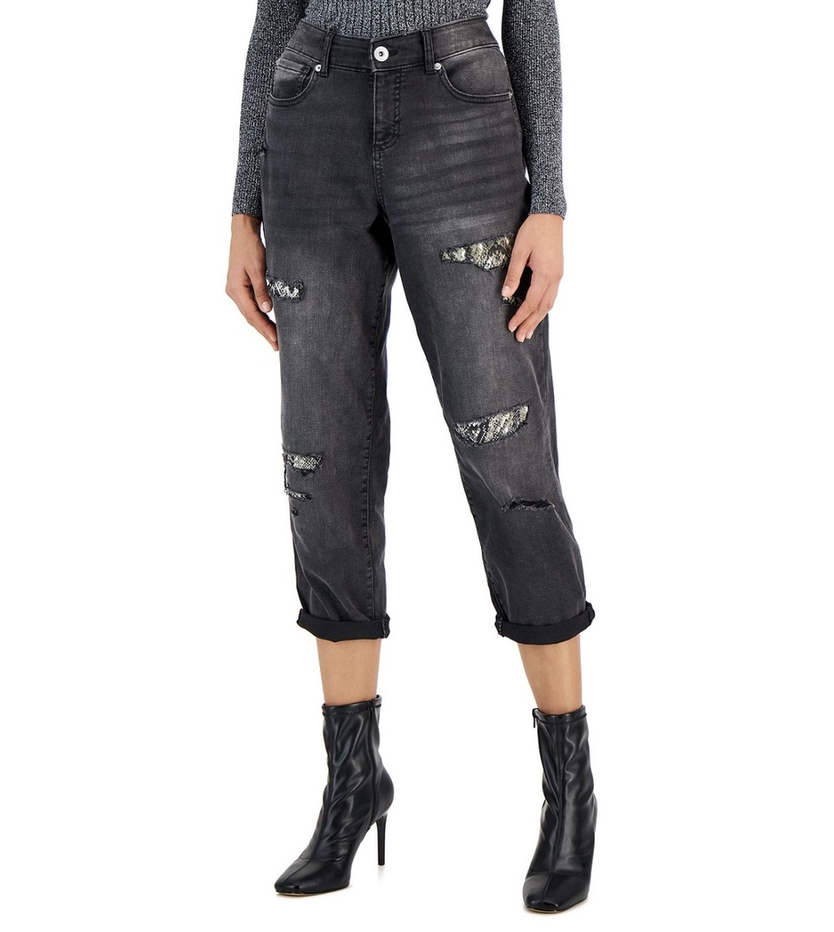 Jeans boyfriend rip & reptile