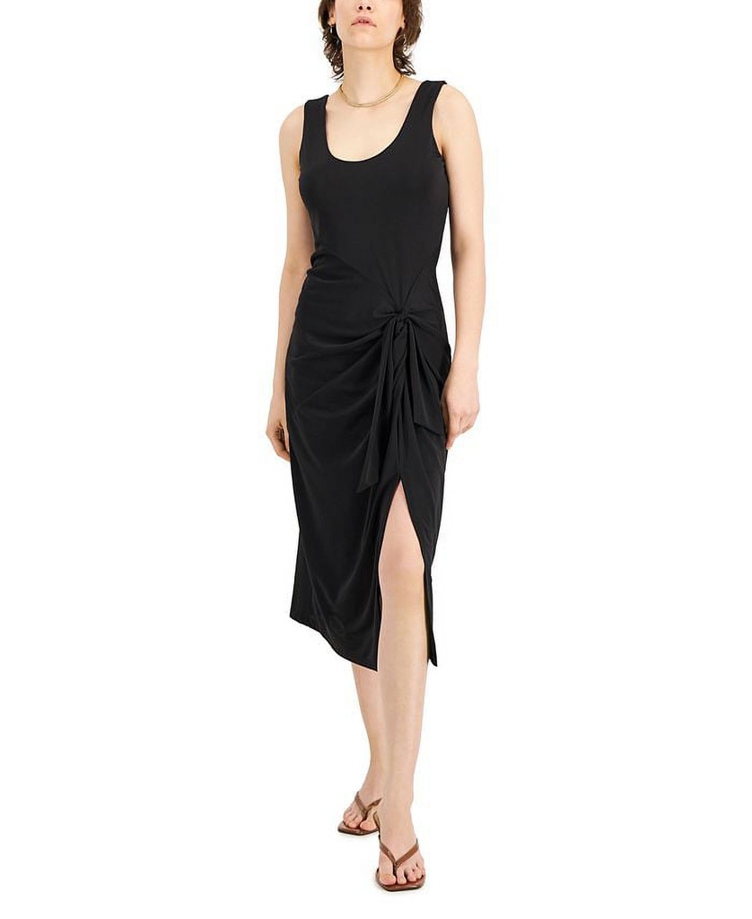Vestido midi drapeado con nudo