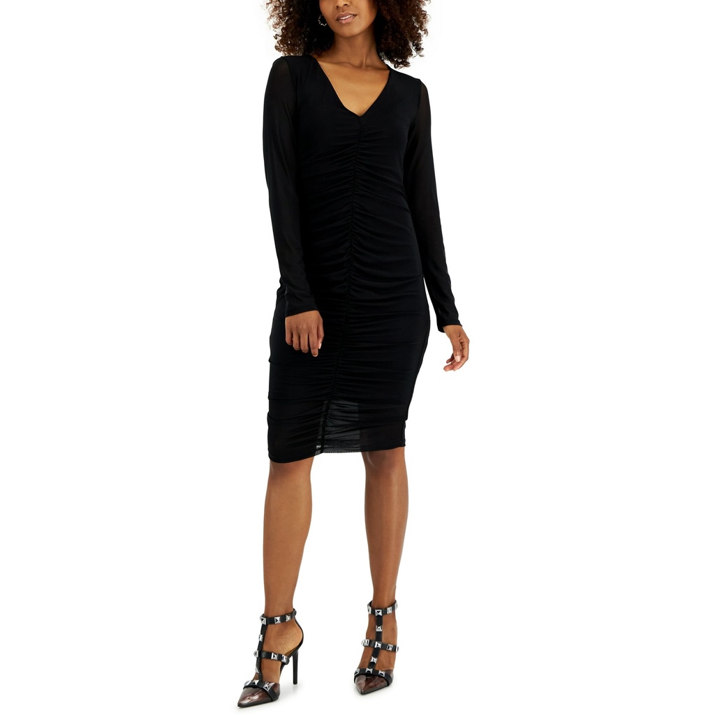 Vestido formal de malla fruncido