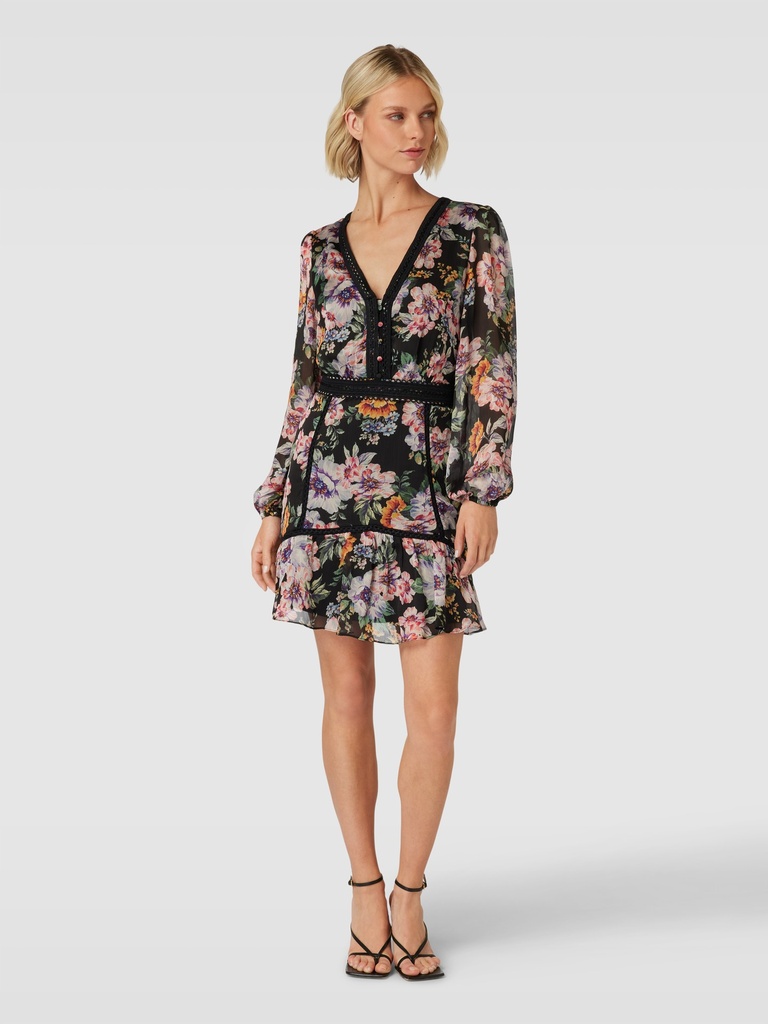 Vestido con escote en v manga larga