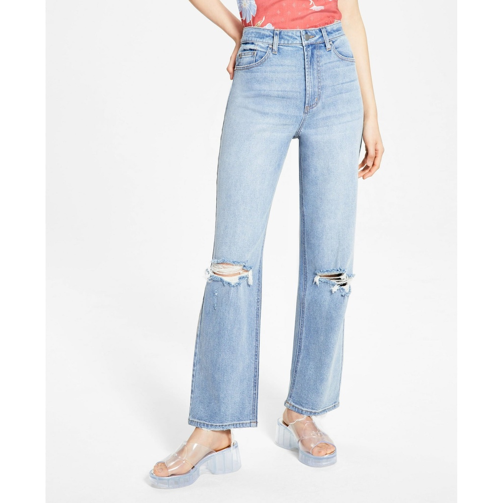 Jeans desgastados de pierna recta