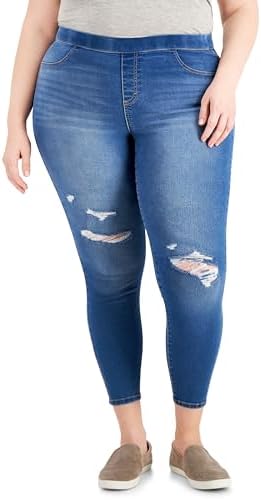 Jeggings de tiro medio con rasgados