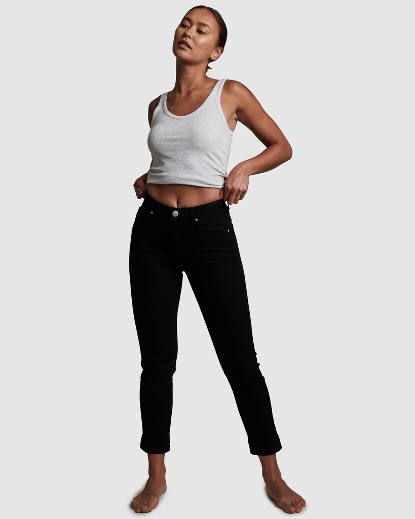 Jeans mom strech de tiro medio