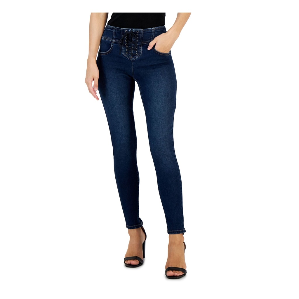 Jeans skinny con cierre de cordón