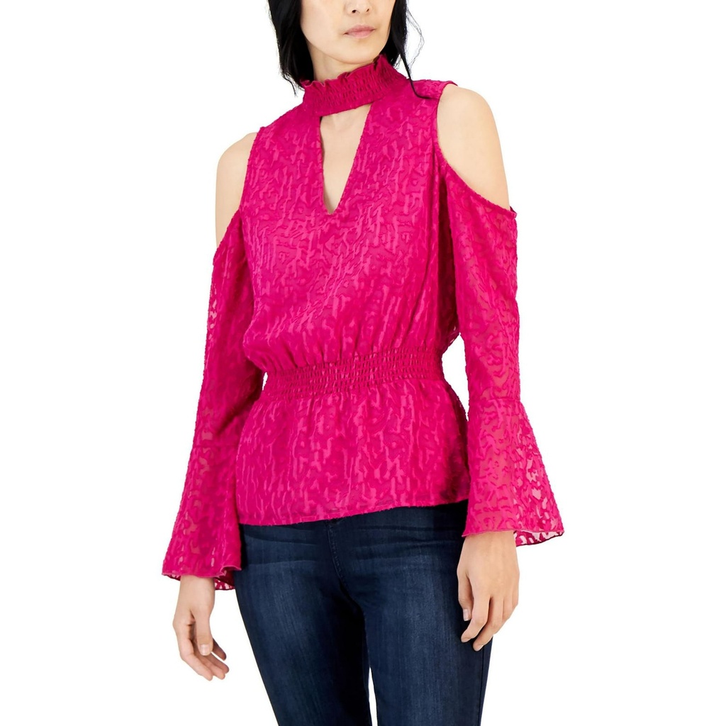 Blusa Jacquar con cuello alto