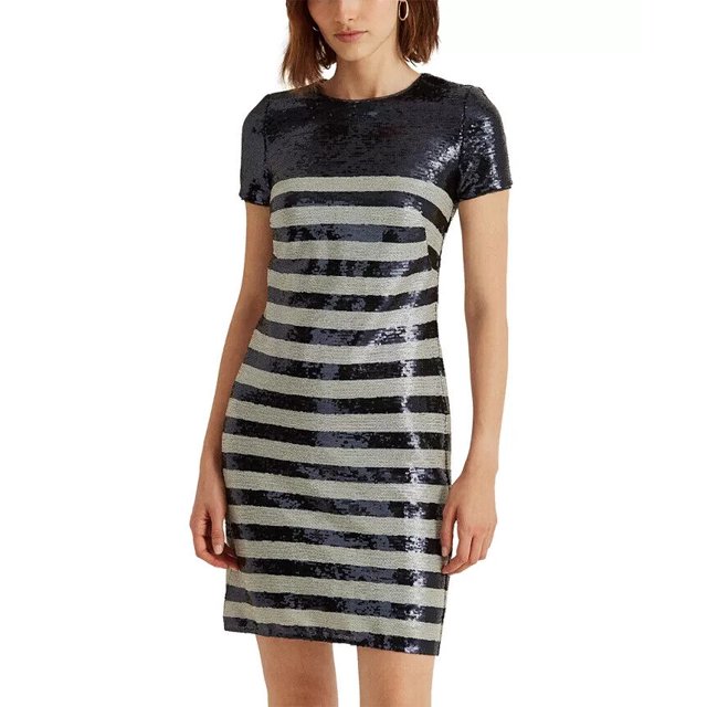 Vestido con lentejuelas y rayas