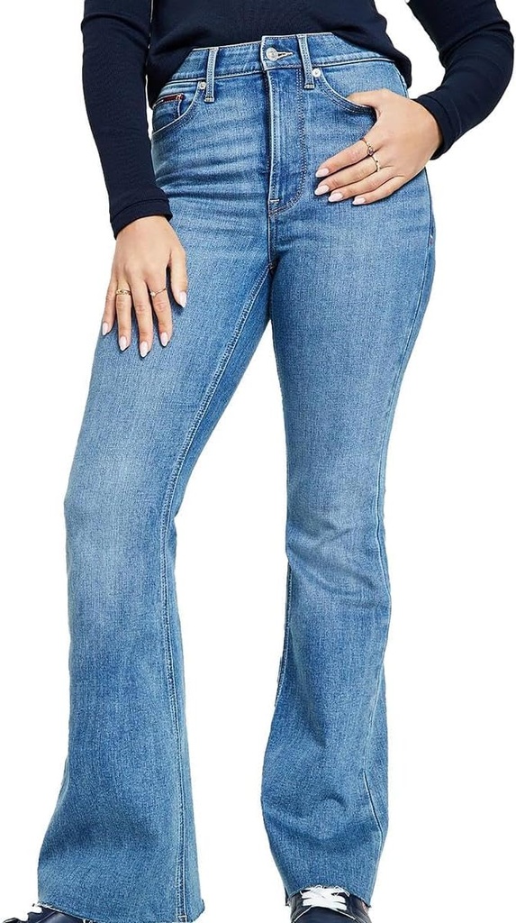 Jeans flare tiro de talle alto