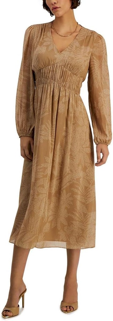 Vestido de chiffon con cintura fruncida