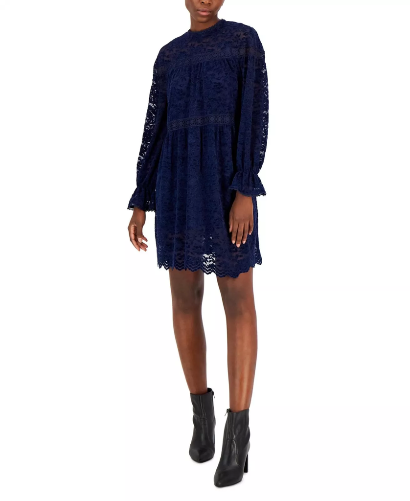 Vestido corto de encaje de terciopelo