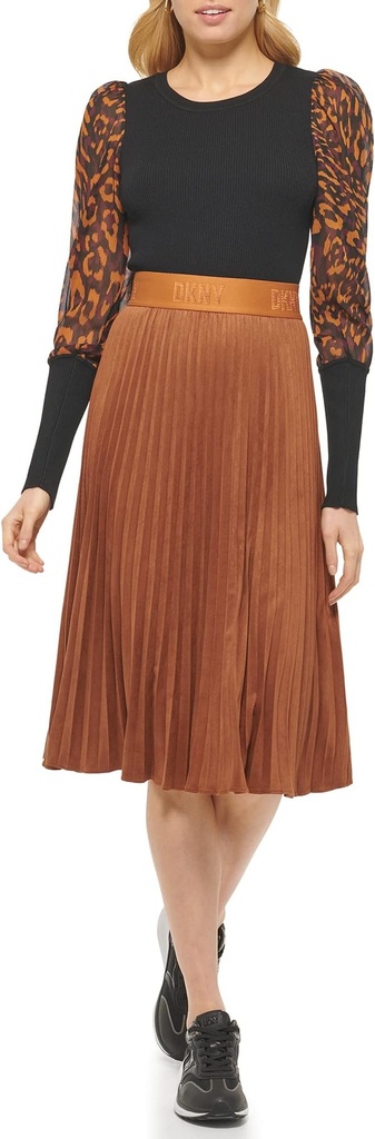 Falda midi plisada ante sintético