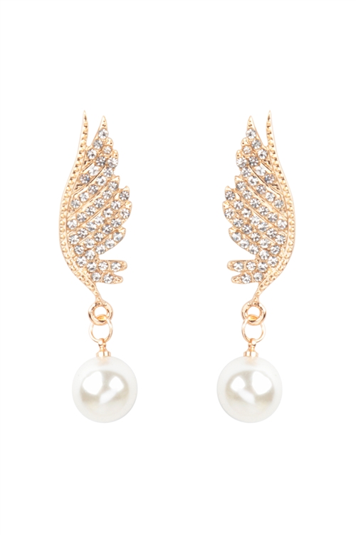 Aretes de pluma con diamantes