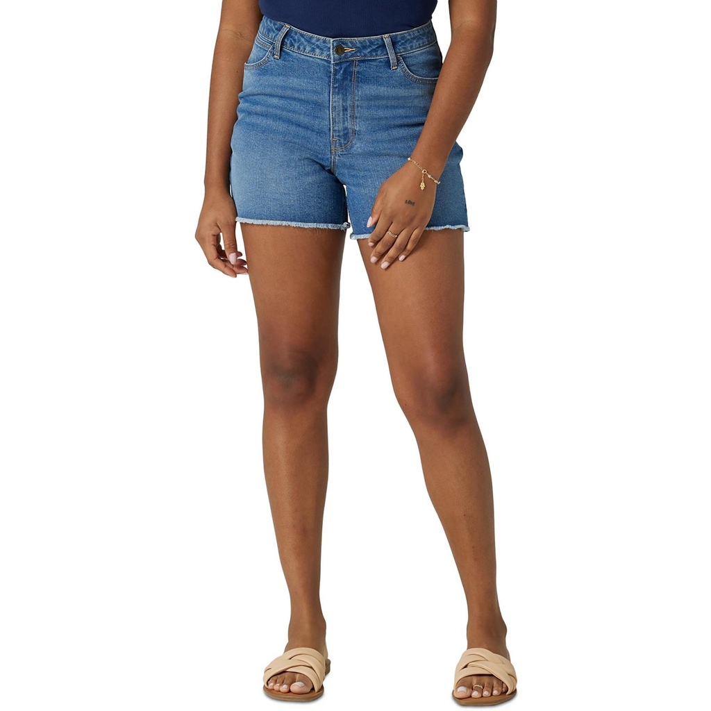 Shorts tiro alto dobladillo sin rematar