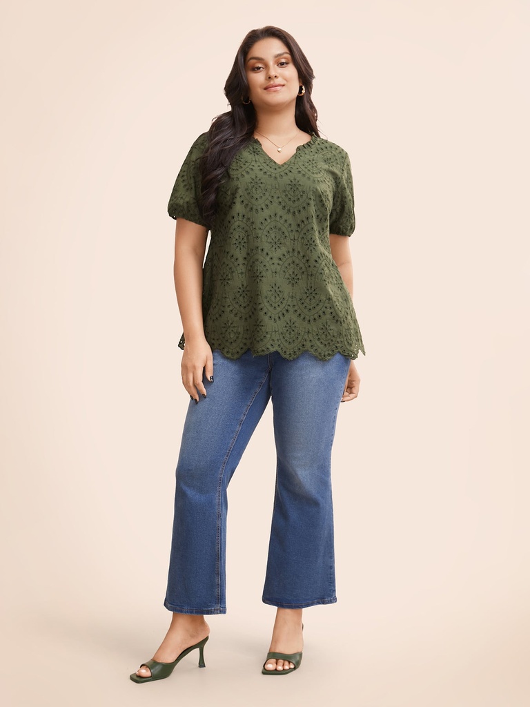 Blusa con bordado inglés Army