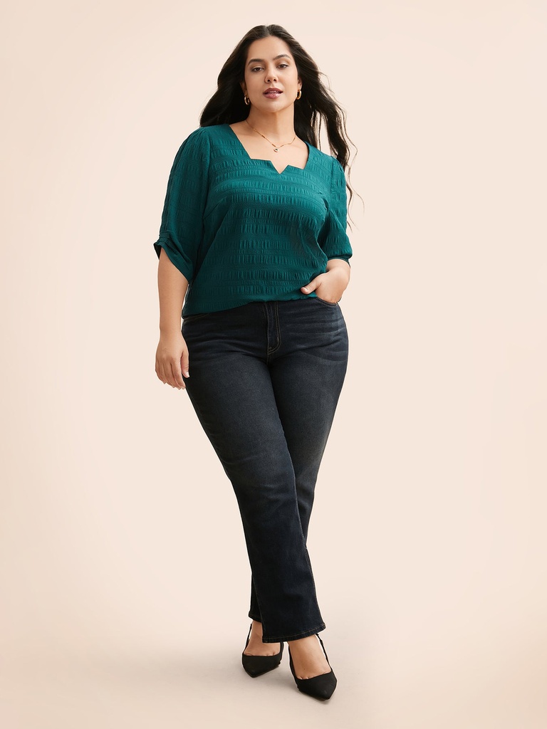 Blusa de escote cuadrado texturizada