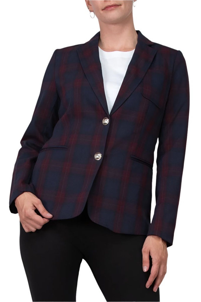 Blazer a cuadros con cuello con muesca