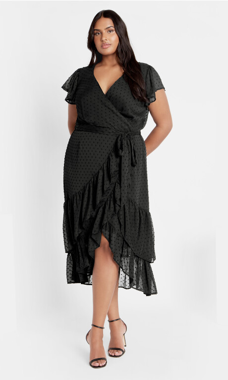 Vestido cruzado midi con volantes