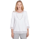 Blusa con ribete de encaje y collar