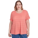 Blusa de encaje y chevron coral
