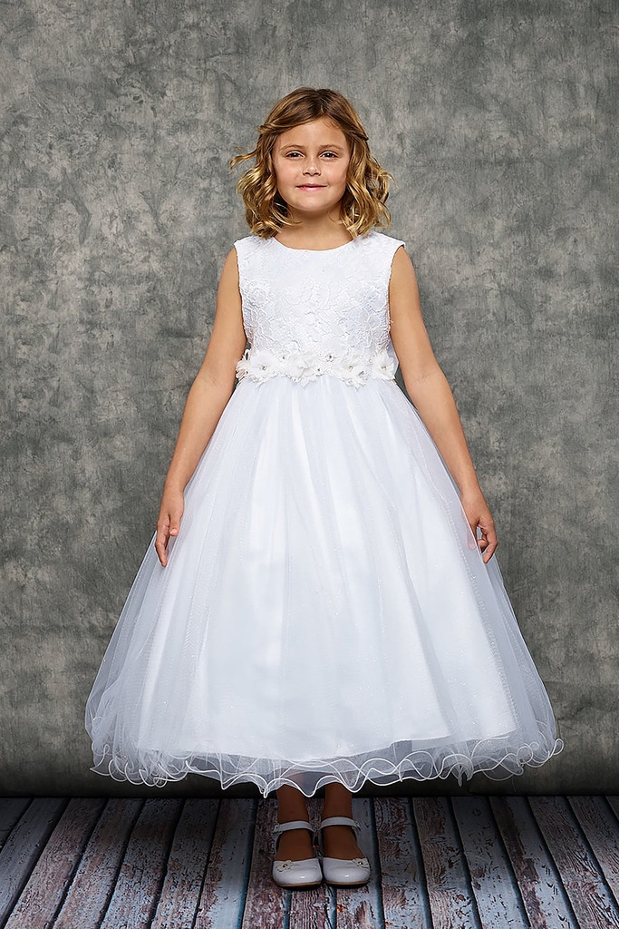 Vestido de comunión de tul y encaje floral