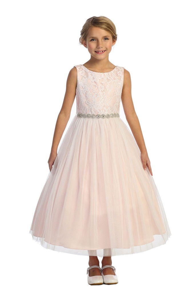 Vestido cascada con encaje floral