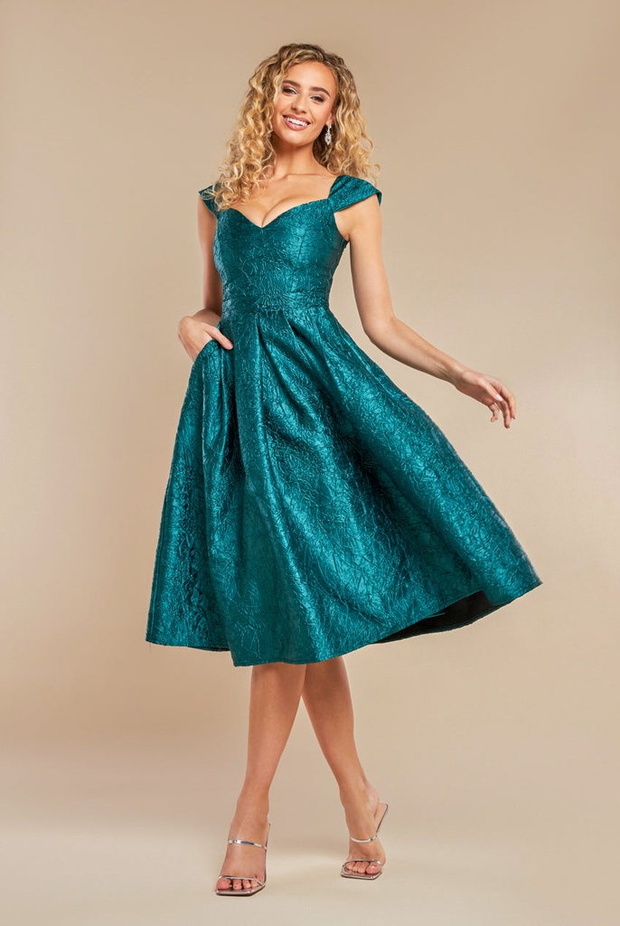 Vestido Skater de satén arrugado