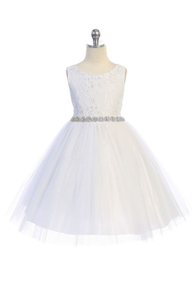 Vestido ilusión de encaje y diamantes