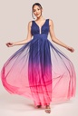 Vestido ombré con escote plisado
