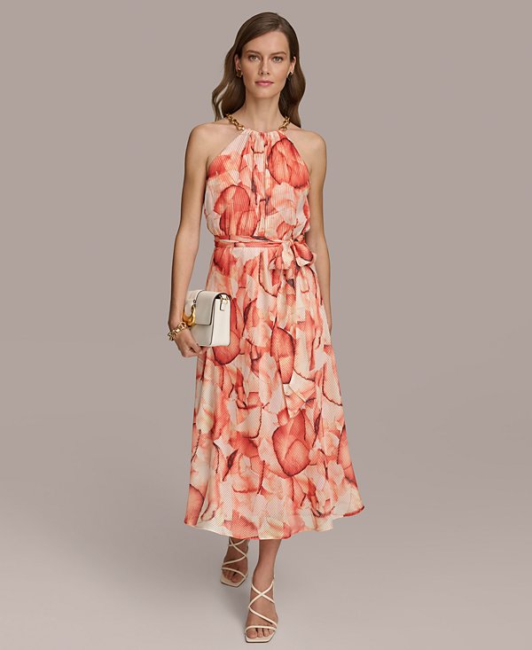 Vestido midi escote halter de cadena