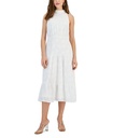 Vestido midi de cuello alto con lazo