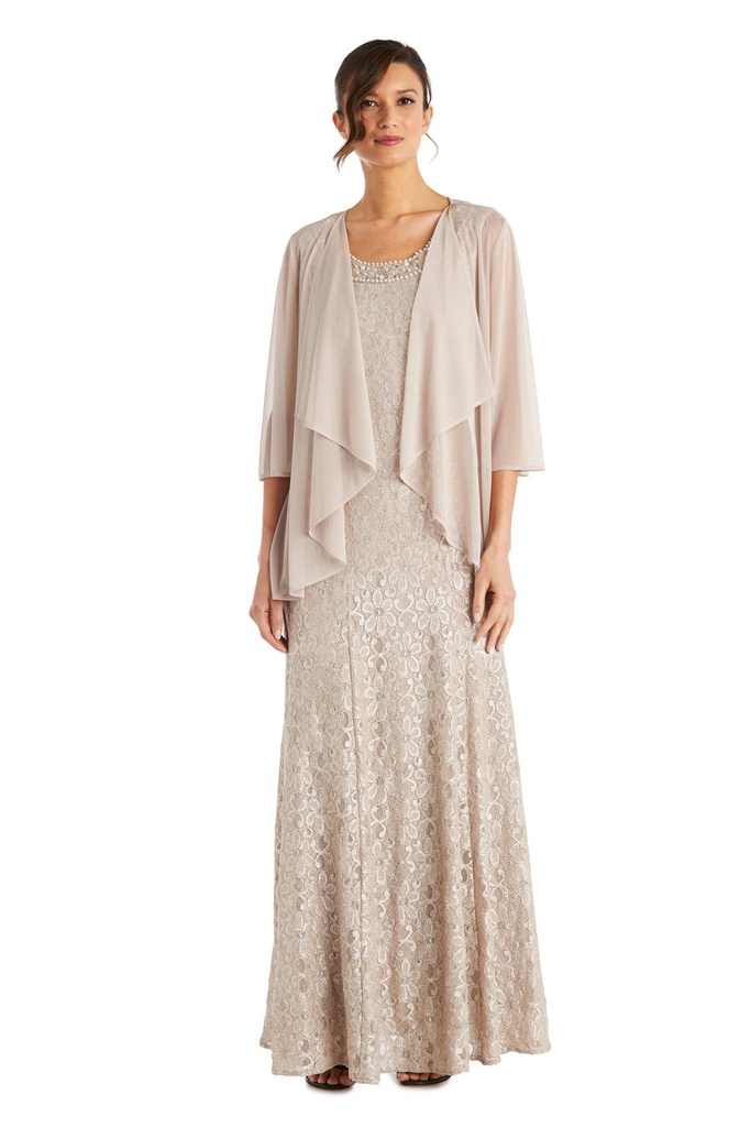 Vestido largo evasé con escote adornado (copia)