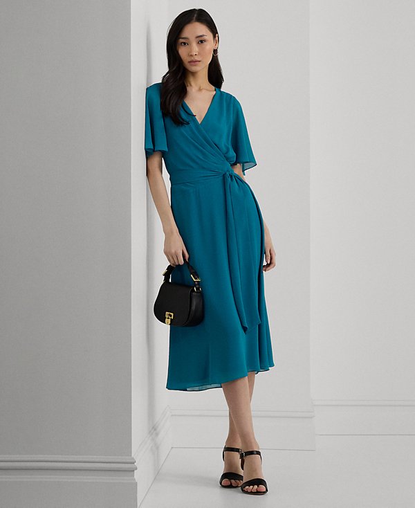 Vestido georgette con cinturón