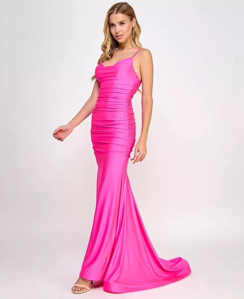 Vestido largo fruncido sin mangas