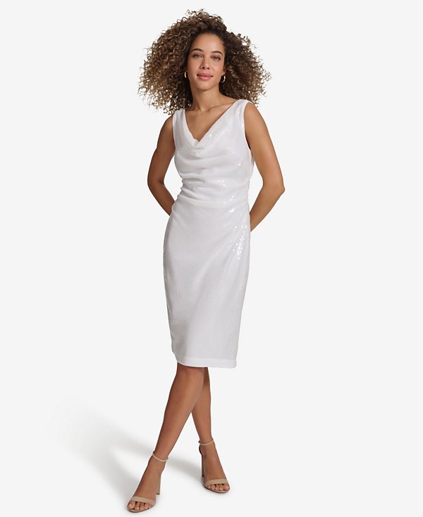 Vestido con cuello vuelto y lentejuelas