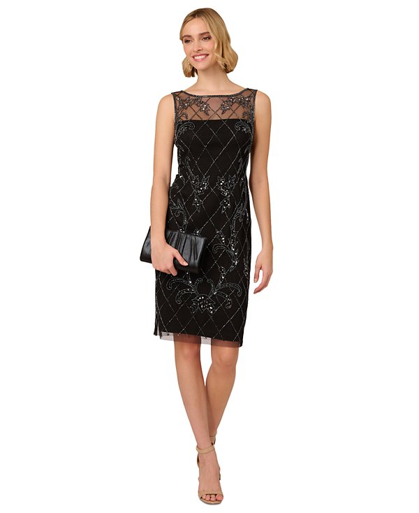 Vestido tubo con cuentas y lentejuelas