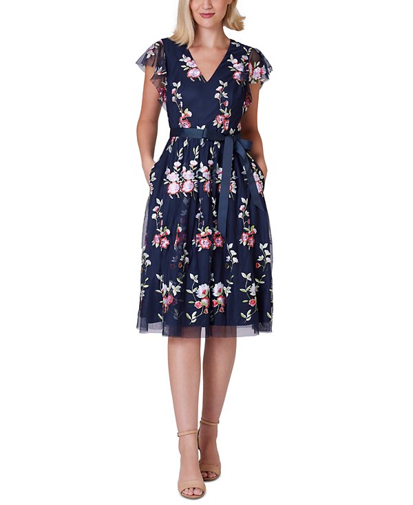Vestido midi con mangas abullonadas