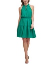 Vestido acampanado de gasa fruncida
