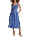 Vestido denim con cuello cuadrado