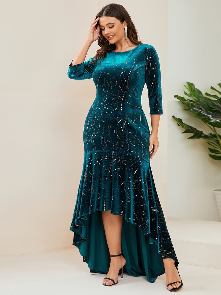 Vestido alto y bajo de terciopelo