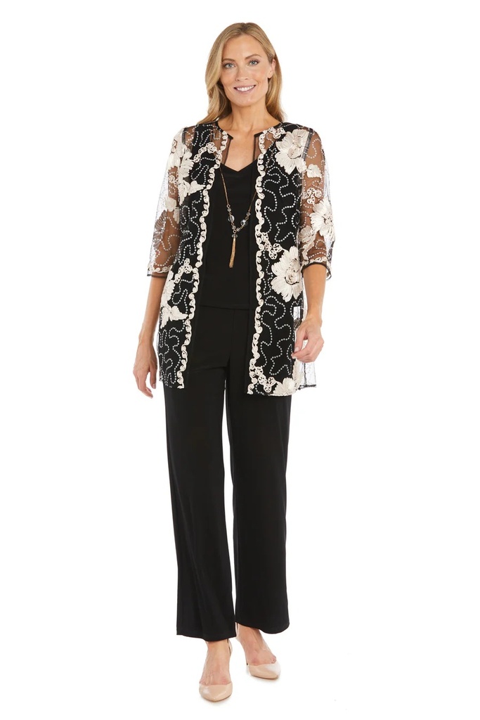 Traje de pantalón con bordado floral (copia)