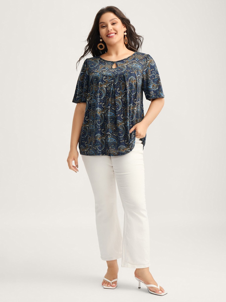 Blusa de punto con estampado Paisley